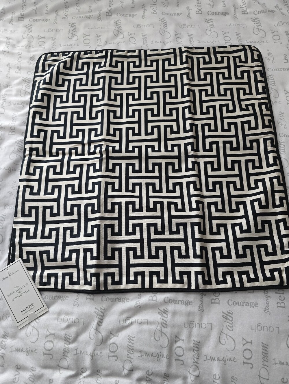 H&M Black & White Geometric Square Throw Pillow Cover